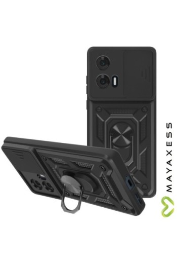 Cover con anello Motorola Edge 50 Fusion Antiurto con copertura della fotocamera Nero Mayaxess