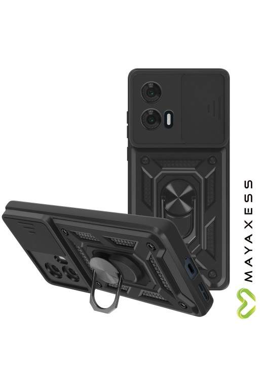 Cover con anello Motorola Edge 50 Fusion Antiurto con copertura della fotocamera Nero Mayaxess