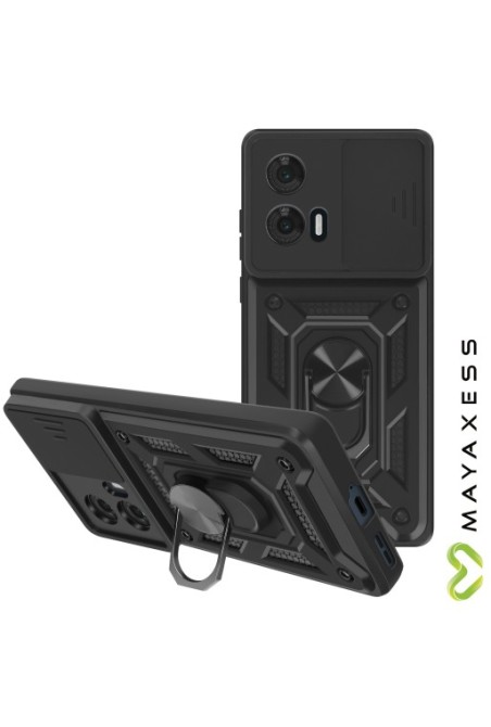 Cover con anello Motorola Edge 50 Fusion Antiurto con copertura della fotocamera Nero Mayaxess