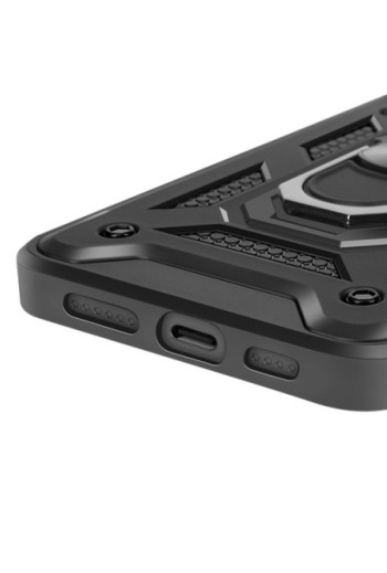 Cover con anello iPhone 16 Antiurto con copertura della fotocamera Nero Mayaxess