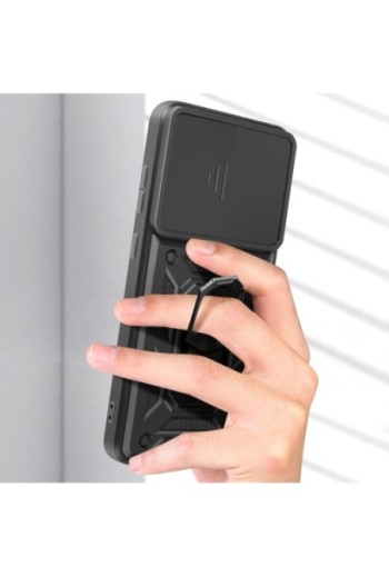 Cover con anello Samsung Galaxy S24 FE Antiurto con copertura della fotocamera Nero Mayaxess