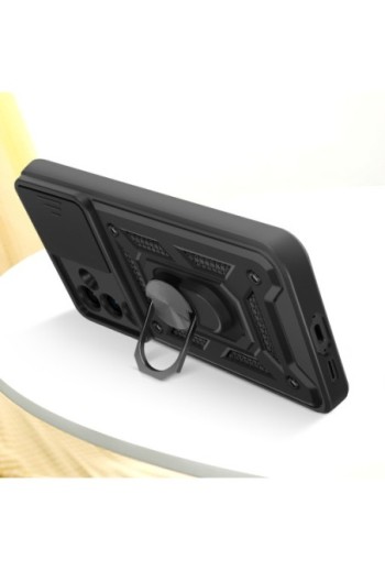 Cover con anello Samsung Galaxy S24 FE Antiurto con copertura della fotocamera Nero Mayaxess