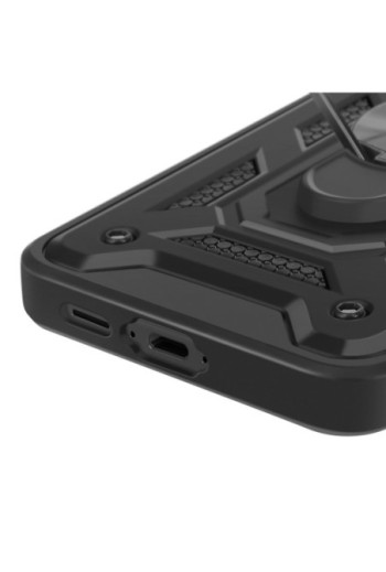 Cover con anello Samsung Galaxy S24 FE Antiurto con copertura della fotocamera Nero Mayaxess