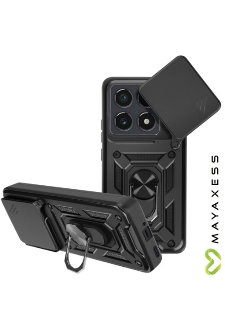 Cover con anello Xiaomi 14T Pro Antiurto con copertura per fotocamera Nero Mayaxess
