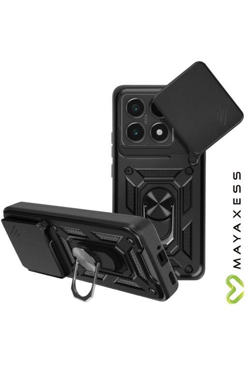 Cover con anello Xiaomi 14T Antiurto con copertura per fotocamera Nero Mayaxess