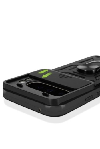 Cover con anello Google Pixel 9 Pro XL Antiurto con copertura per fotocamera Nero Mayaxess