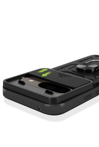 Cover con anello Google Pixel 9 Pro / 9 Antiurto con copertura per fotocamera Nero Mayaxess