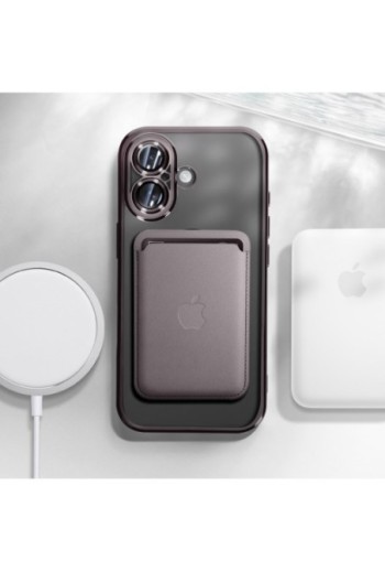 Cover MagSafe per iPhone 16 Plus in silicone - bordo cromato nero