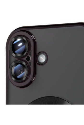 Cover MagSafe per iPhone 16 Plus in silicone - bordo cromato nero