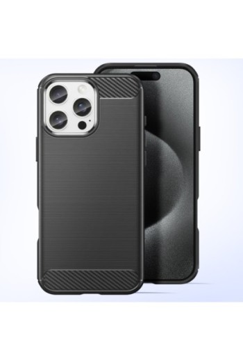 Cover per iPhone 16 Pro Max antiurto - design carbonio spazzolato nera