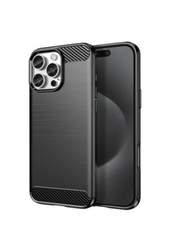 Cover per iPhone 16 Pro Max antiurto - design carbonio spazzolato nera