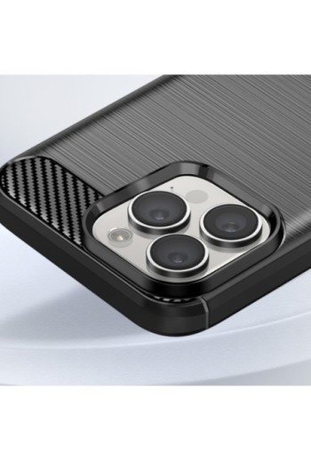 Cover per iPhone 16 Pro antiurto - design carbonio spazzolato nera