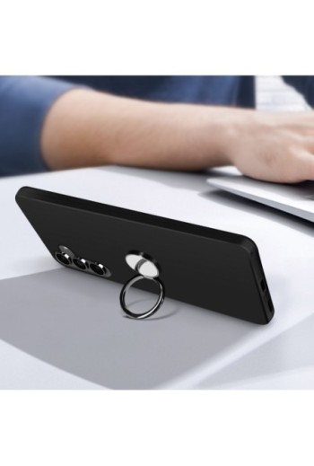Cover con anello per Samsung Galaxy S24 FE supporto magnetico - nera