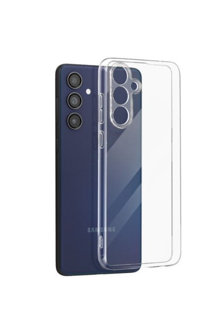 Cover in silicone per Samsung Galaxy M55 fotocamera protetta - trasparente