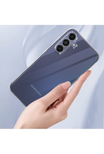 Cover in silicone per Samsung Galaxy M55 fotocamera protetta - trasparente