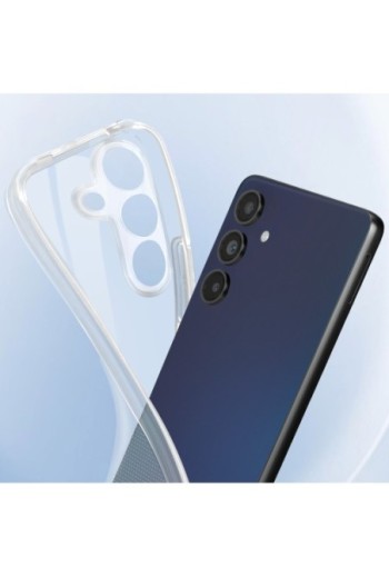 Cover in silicone per Samsung Galaxy M55 fotocamera protetta - trasparente