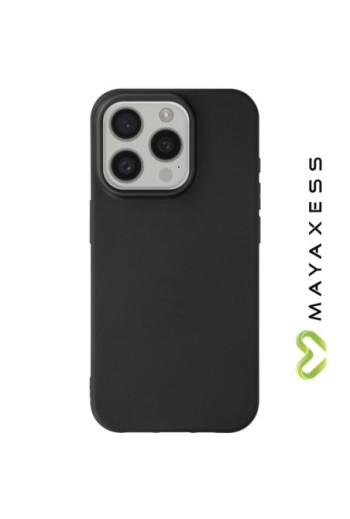 Cover in silicone per iPhone 15 Pro Mayaxess protezione flessibile - nera