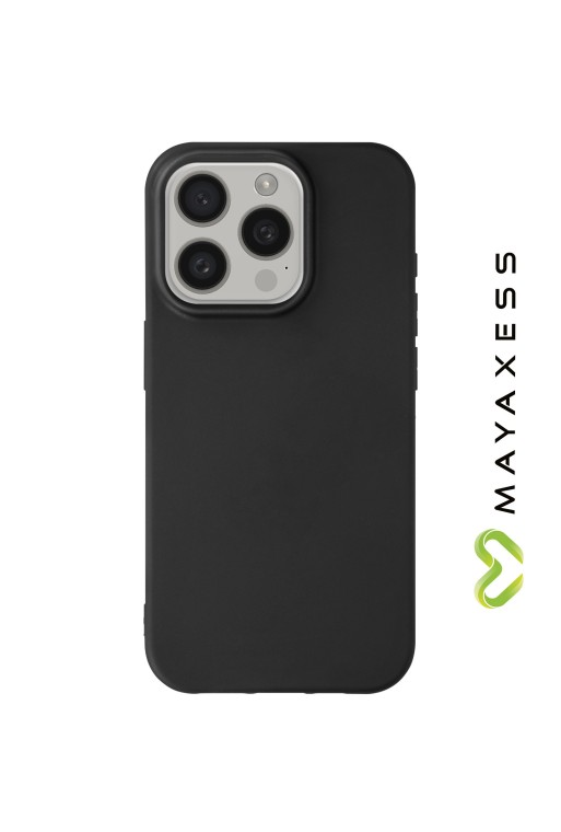 Cover in silicone per iPhone 15 Pro Mayaxess protezione flessibile - nera