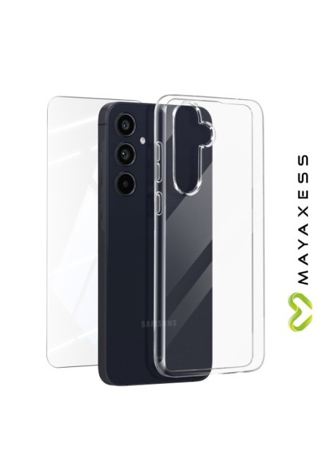 Cover per Samsung Galaxy A55 + vetro temperato trasparente - protezione completa Mayaxess
