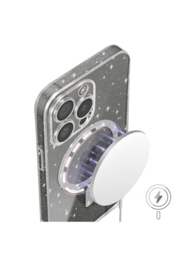 Cover MagSafe per iPhone 15 Pro Max silicone glitterato - trasparente