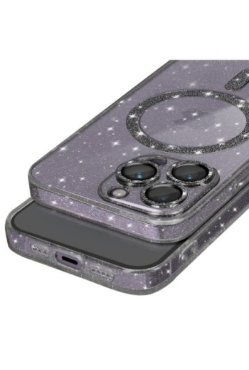 Cover MagSafe per iPhone 14 Pro Max silicone glitterato - nero traslucido