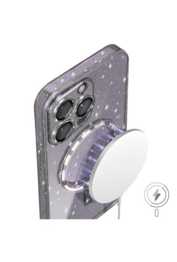 Cover MagSafe per iPhone 14 Pro Max silicone glitterato - nero traslucido
