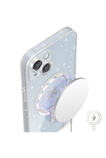 Cover MagSafe per iPhone 14 silicone glitterato - trasparente