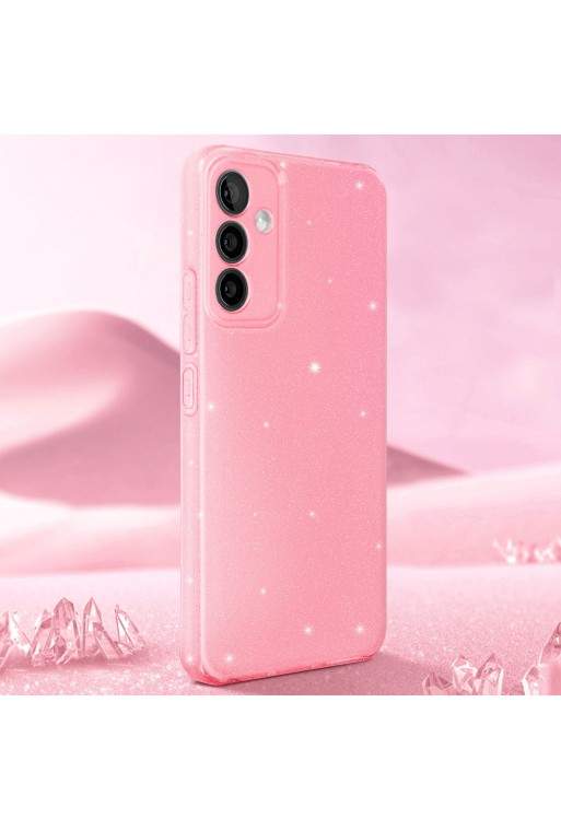 Cover in silicone per Samsung Galaxy S23 FE design glitterato - rosa