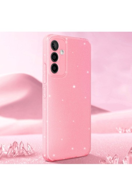 Cover in silicone per Samsung Galaxy S23 FE design glitterato - rosa