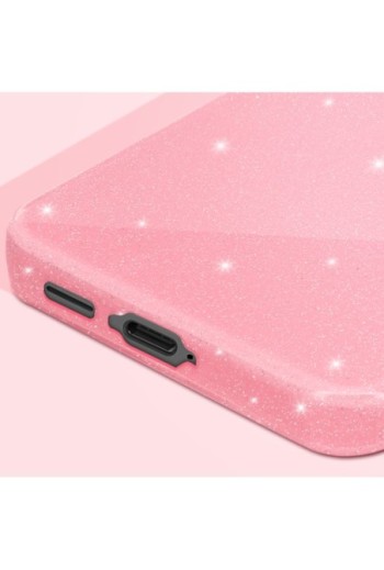 Cover in silicone per Samsung Galaxy S23 FE design glitterato - rosa