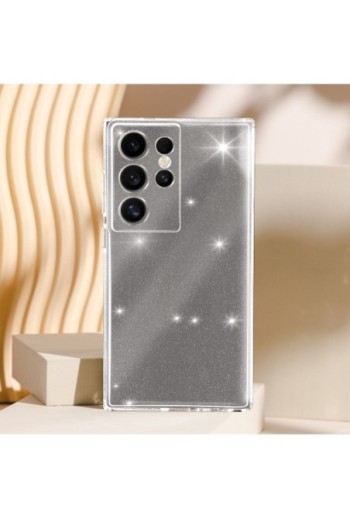 Cover in silicone per Samsung Galaxy S24 Ultra design glitterato - trasparente