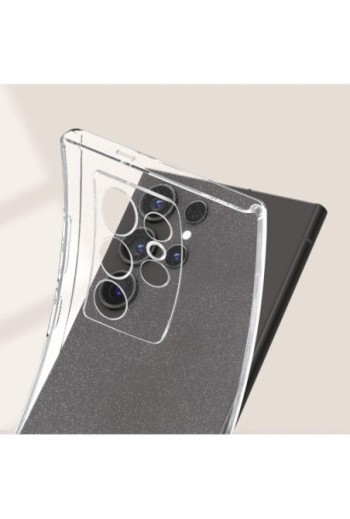 Cover in silicone per Samsung Galaxy S24 Ultra design glitterato - trasparente