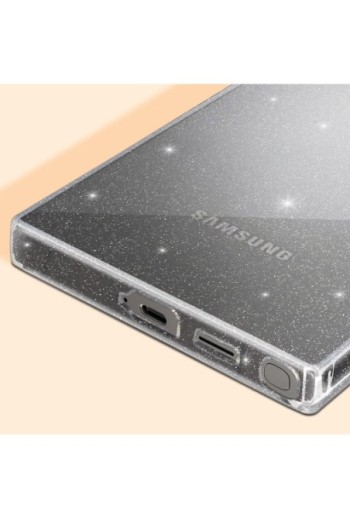 Cover in silicone per Samsung Galaxy S24 Ultra design glitterato - trasparente