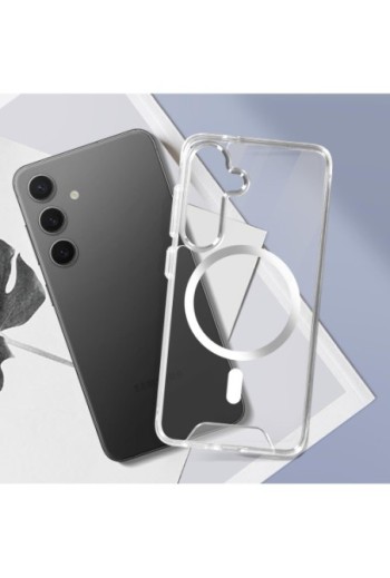 Cover MagSafe per Samsung S24 / S25 semirigida anti-urto - trasparente anti-ingiallimento