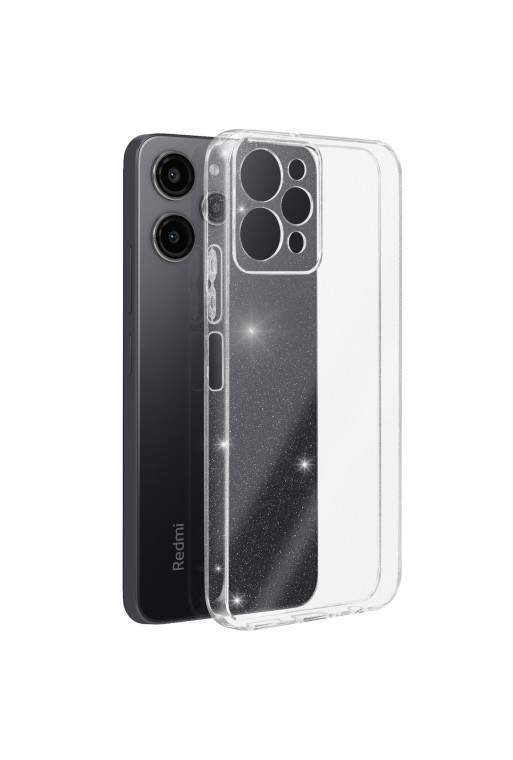 Cover in silicone per Xiaomi Redmi 12 design glitterato - trasparente