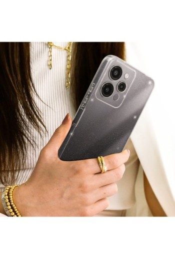 Cover in silicone per Xiaomi Redmi 12 design glitterato - trasparente