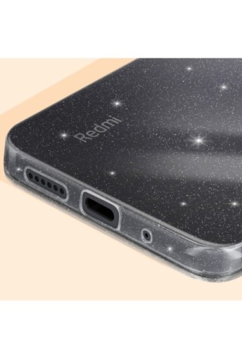 Cover in silicone per Xiaomi Redmi 12 design glitterato - trasparente