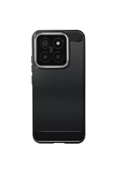 Cover per Xiaomi 14 silicone flessibile effetto carbonio e spazzolato - nera