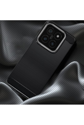 Cover per Xiaomi 14 silicone flessibile effetto carbonio e spazzolato - nera