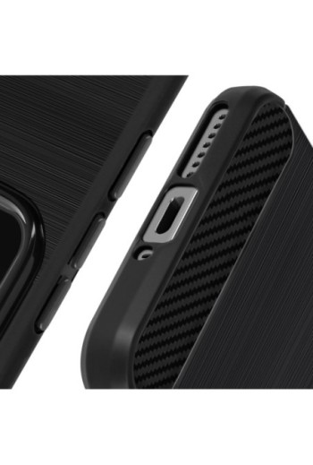 Cover per Xiaomi 14 silicone flessibile effetto carbonio e spazzolato - nera