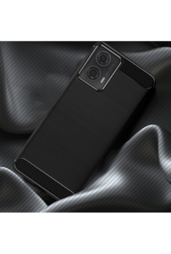 Cover silicone effetto carbonio e spazzolato nera per Motorola Moto G24 e G04