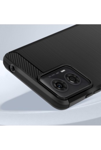 Cover silicone effetto carbonio e spazzolato nera per Motorola Moto G24 e G04