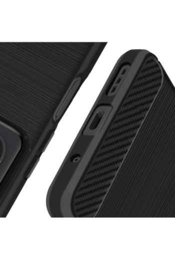 Cover silicone effetto carbonio e spazzolato nera per Motorola Moto G24 e G04