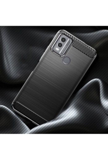 Cover flessibile per Nokia C22 effetto carbonio – nera