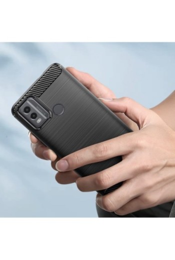 Cover flessibile per Nokia C22 effetto carbonio – nera