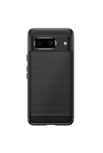 Cover per Google Pixel 8a silicone flessibile effetto carbonio e spazzolato - nera