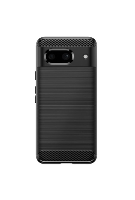 Cover per Google Pixel 8a silicone flessibile effetto carbonio e spazzolato - nera