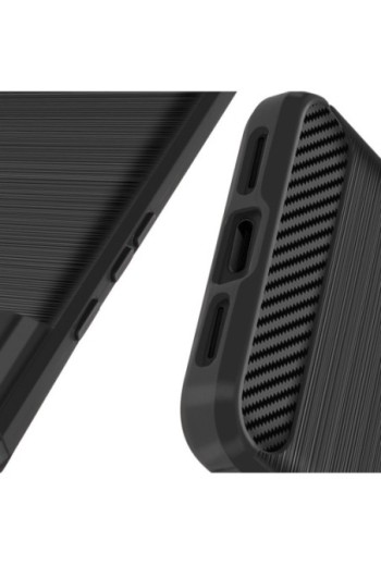 Cover per Google Pixel 8a silicone flessibile effetto carbonio e spazzolato - nera