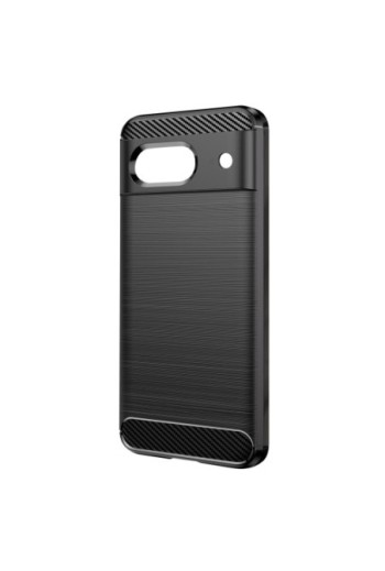 Cover per Google Pixel 8a silicone flessibile effetto carbonio e spazzolato - nera