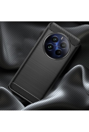 Cover per Realme 12 Pro 5G e 12 Pro Plus silicone effetto carbonio - nera